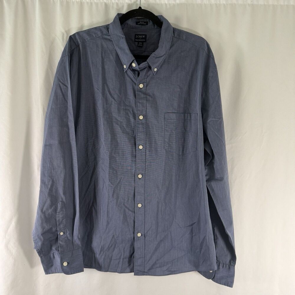 New J. Crew Performance Dress Shirt Mens XXL Blue Long Sleeve Button Up Untucked